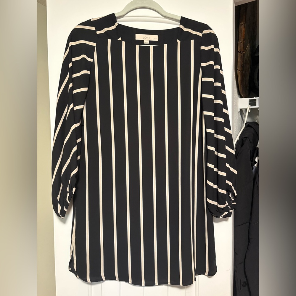 LOFT Black and White Striped Women's Dress